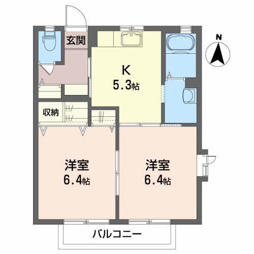 フレア中野III(2K/1階)の間取り写真