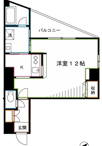 エルフレア武蔵野(1K/3階)の間取り写真