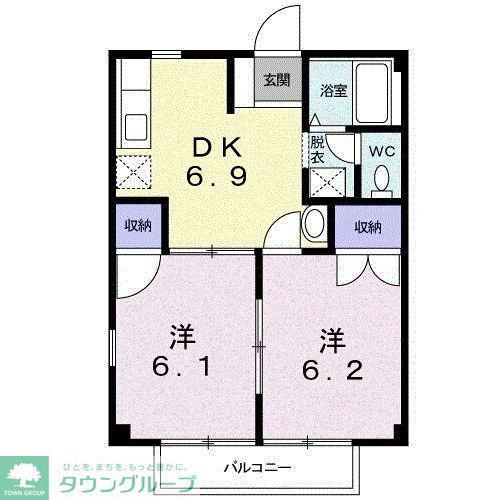 ヴィラ新守谷(2DK/2階)の間取り写真