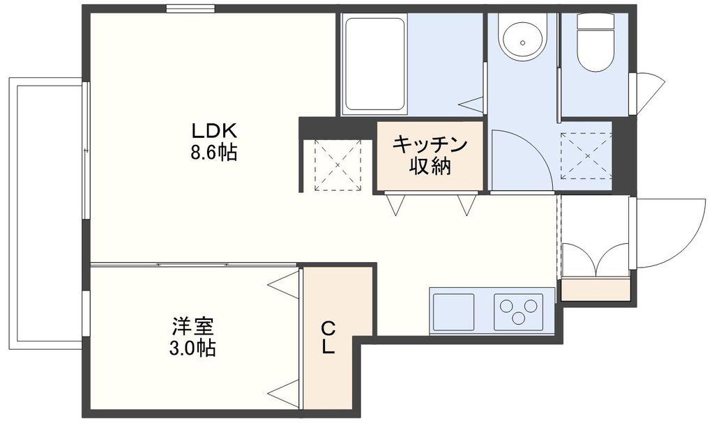 アヴニールA棟(1LDK/1階)の間取り写真