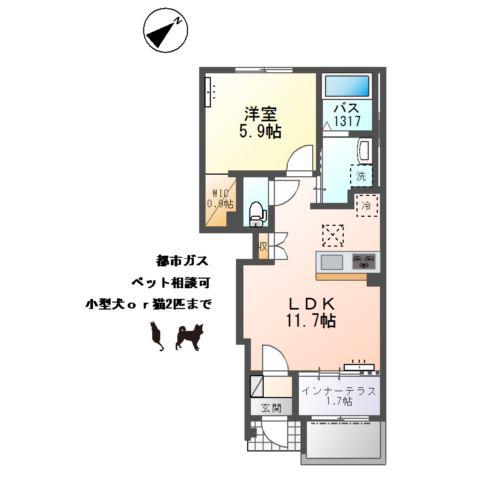 江南市前飛保町 アパート(1LDK/1階)の間取り写真