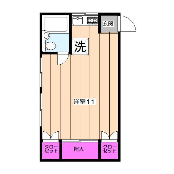 サンハイム(ワンルーム/2階)の間取り写真