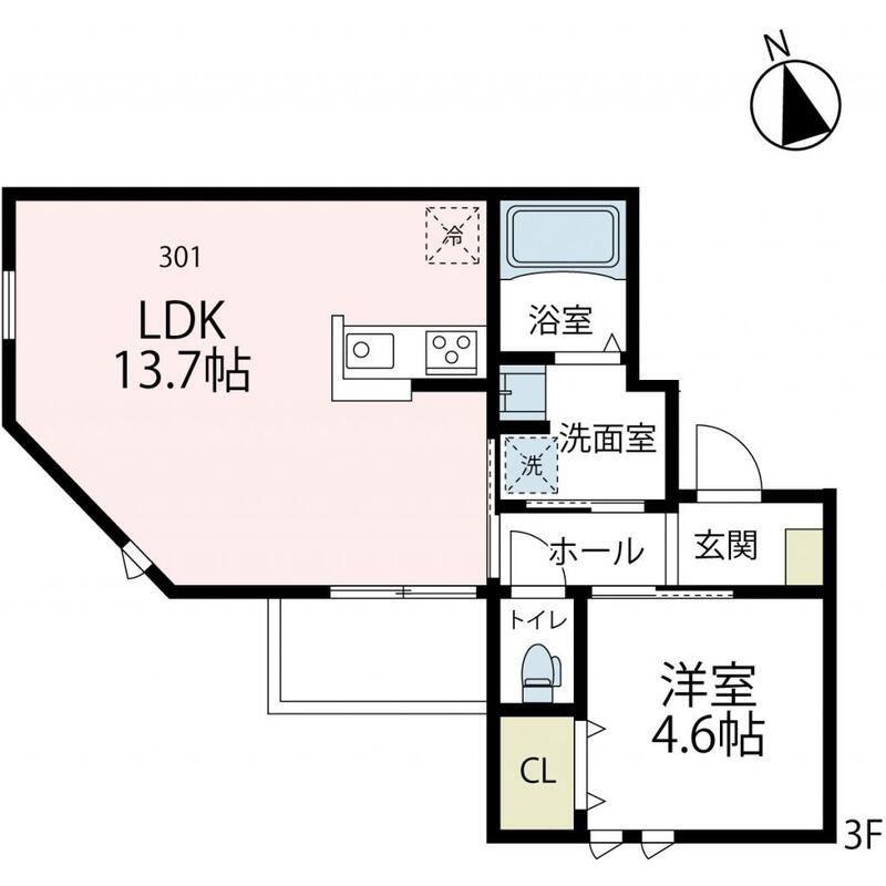 ボワ メゾン(1LDK/3階)の間取り写真