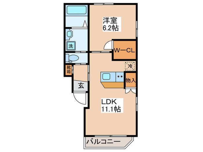 エフ・パークレジデンス横浜反町1216(1LDK/1階)の間取り写真