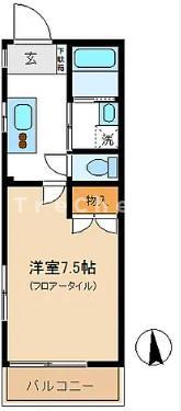 クレセント中丸II(1K/2階)の間取り写真