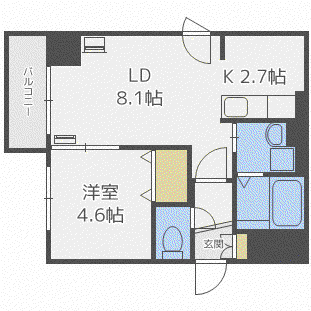プレイオーネN25(1LDK/7階)の間取り写真