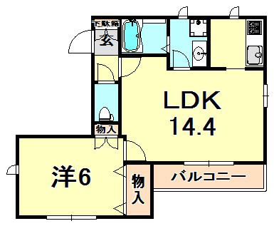 ブランシュ芦屋(1LDK/3階)の間取り写真