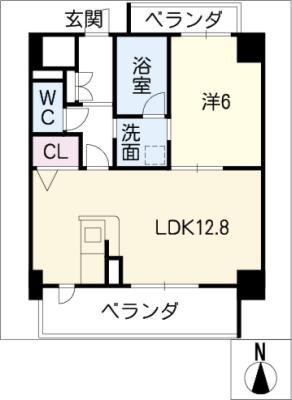 フロンターレ名駅(1LDK/8階)の間取り写真