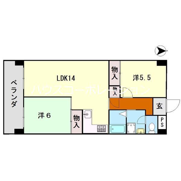 メゾンデール塚口(2LDK/2階)の間取り写真