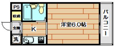ジョイフル富田(1K/2階)の間取り写真
