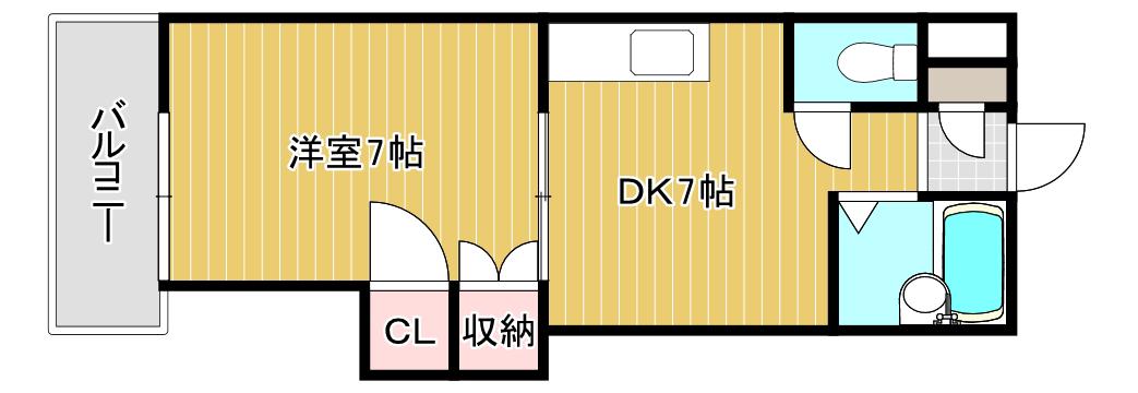 ハイツフクダ(1DK/1階)の間取り写真