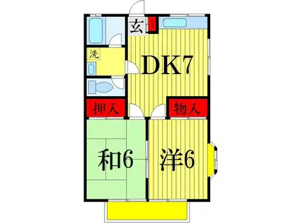 ラベンダーハイム(2DK/1階)の間取り写真