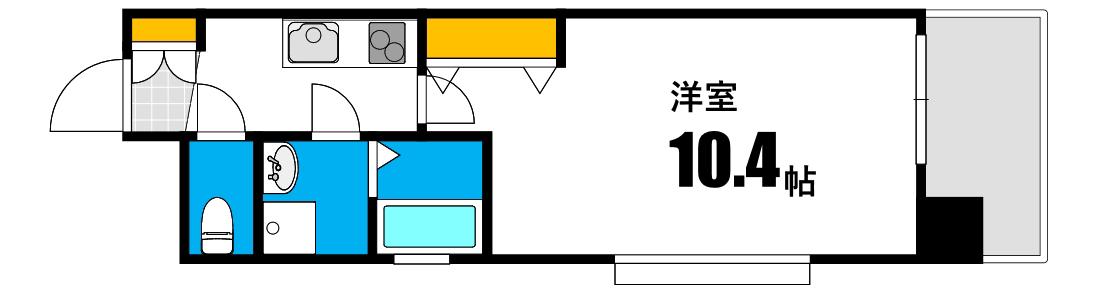 グラビスコート十日市(1K/2階)の間取り写真