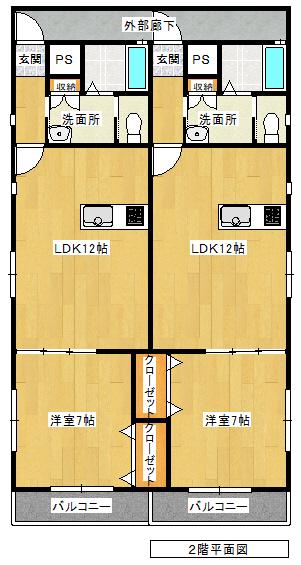 カーサルナ・アンリ(1LDK/2階)の間取り写真