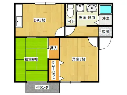 ロイヤルガーデン見次(2DK/2階)の間取り写真