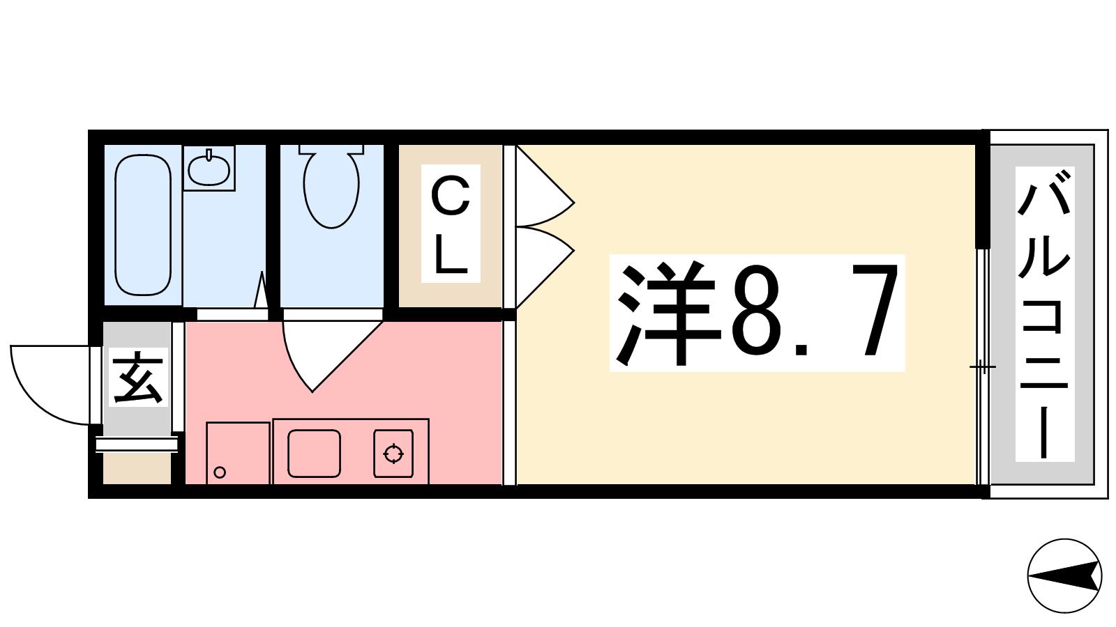 RINKY GARDEN(1K/2階)の間取り写真