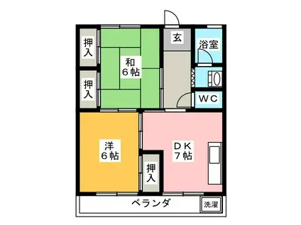 川富ビル(2DK/2階)の間取り写真