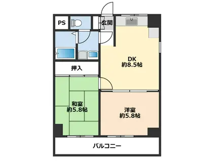 サンハウス86(2DK/5階)の間取り写真