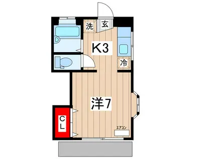 YSフラッツB(1K/1階)の間取り写真