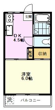 コーポ竹内(1DK/2階)の間取り写真