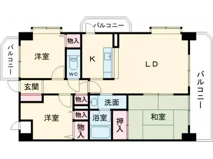 ライオンズマンション佐古六番町(3LDK/4階)の間取り写真