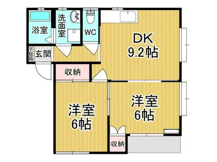 ビュースズキB(2DK/1階)の間取り写真