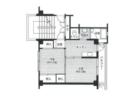 ビレッジハウス北条第二2号棟(2K/2階)の間取り写真