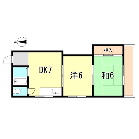 明石ロイヤルマンション(2DK/3階)の間取り写真
