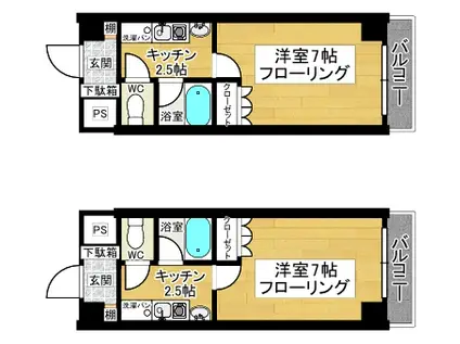 ハイムFUJIOKA(1K/3階)の間取り写真