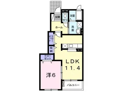プレイスI(1LDK/1階)の間取り写真