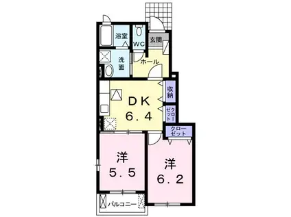 ガーデンハウスマイアミB(2DK/1階)の間取り写真