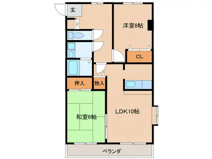 パークサイドノガミII(2LDK/4階)の間取り写真