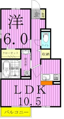 グランシャリオB(1LDK/1階)の間取り写真