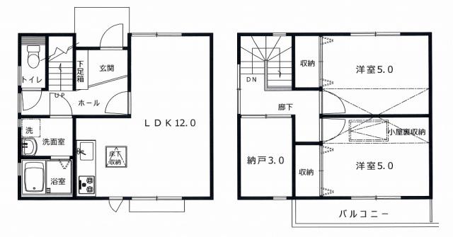 VILLA MONZEN(2SLDK/1階)の間取り写真