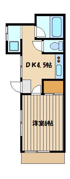大野西アパート(1DK/1階)の間取り写真