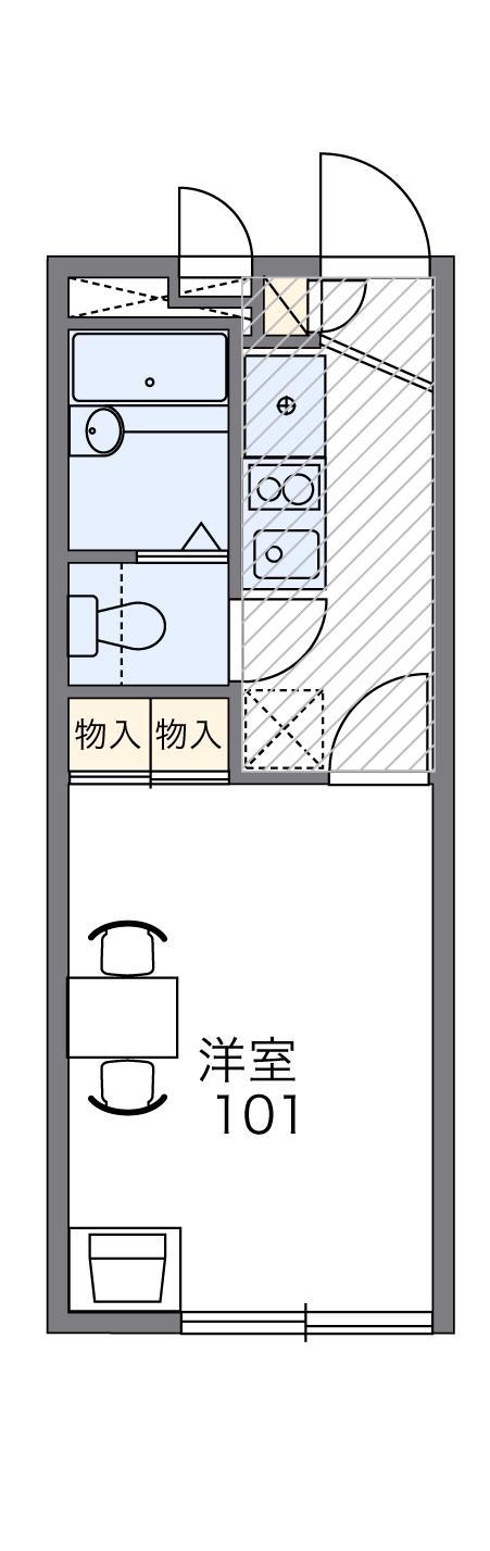 レオパレスポムール(1K/1階)の間取り写真