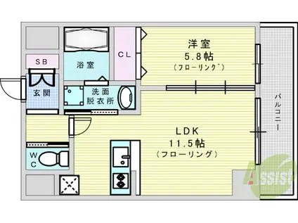 ORSUS新大阪(1LDK/6階)の間取り写真