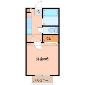 アヴァンセ富沢南壱番館(1K/2階)の間取り写真