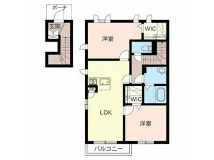 サニーヒル幸 1号館(2LDK/2階)の間取り写真