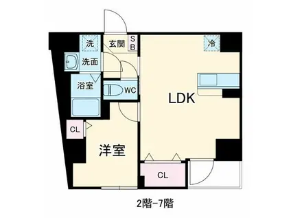 東麻布 平成レジデンス(1LDK/5階)の間取り写真