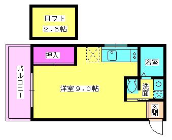 エスポワール(ワンルーム/2階)の間取り写真
