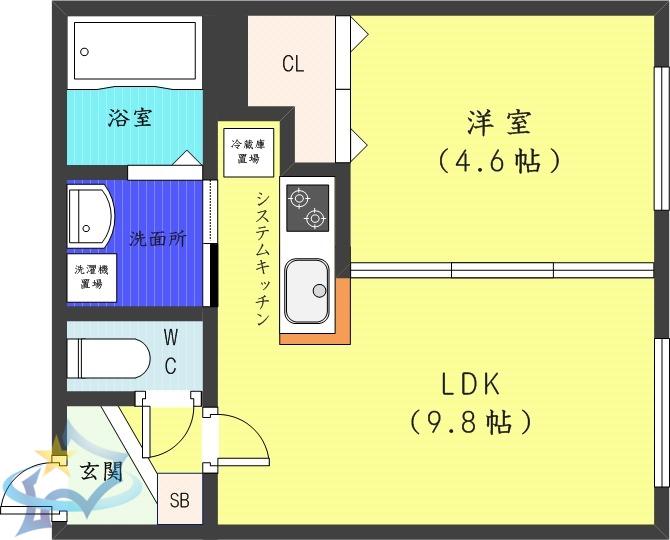 K・Sー11(1LDK/1階)の間取り写真