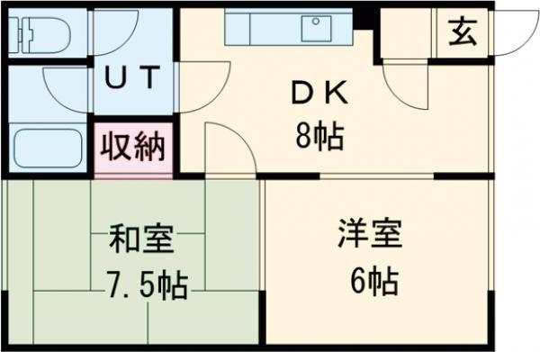 ハイツ大藤(2DK/2階)の間取り写真