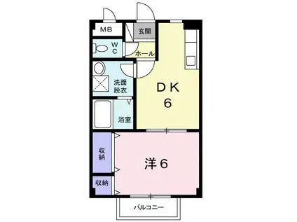 ユクスタードムスK・T(1DK/2階)の間取り写真