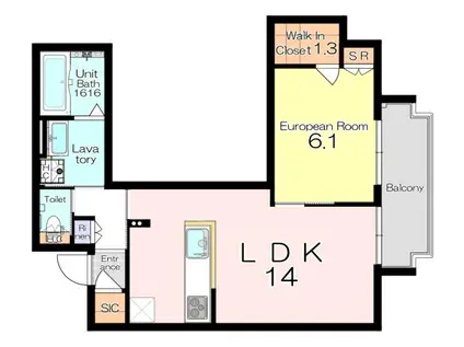 山田1丁目マンション(1LDK/1階)の間取り写真