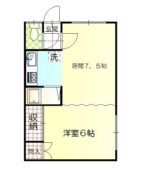 旭町113ハイツB(1DK/2階)の間取り写真