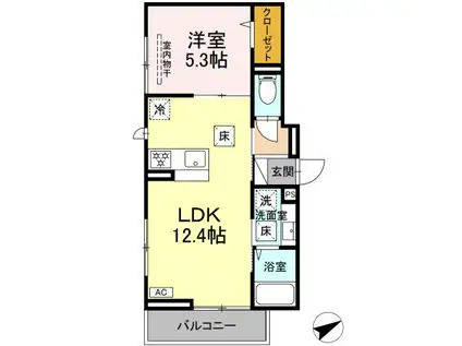 エスペランス(1LDK/1階)の間取り写真