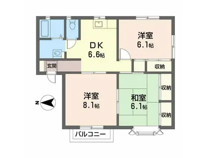 パルテール医大南(3DK/1階)の間取り写真