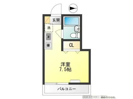 ハイムアプリコット(ワンルーム/2階)の間取り写真