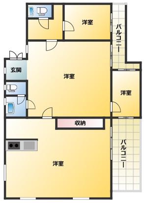 ローヤル若葉 (3LDK/6階)の間取り写真